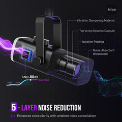 FIFINE USB/XLR Dynamic Microphone with RGB Control/Headphone jack/Mute,MIC for PC Gaming Recording Streaming AmpliGame-AM8