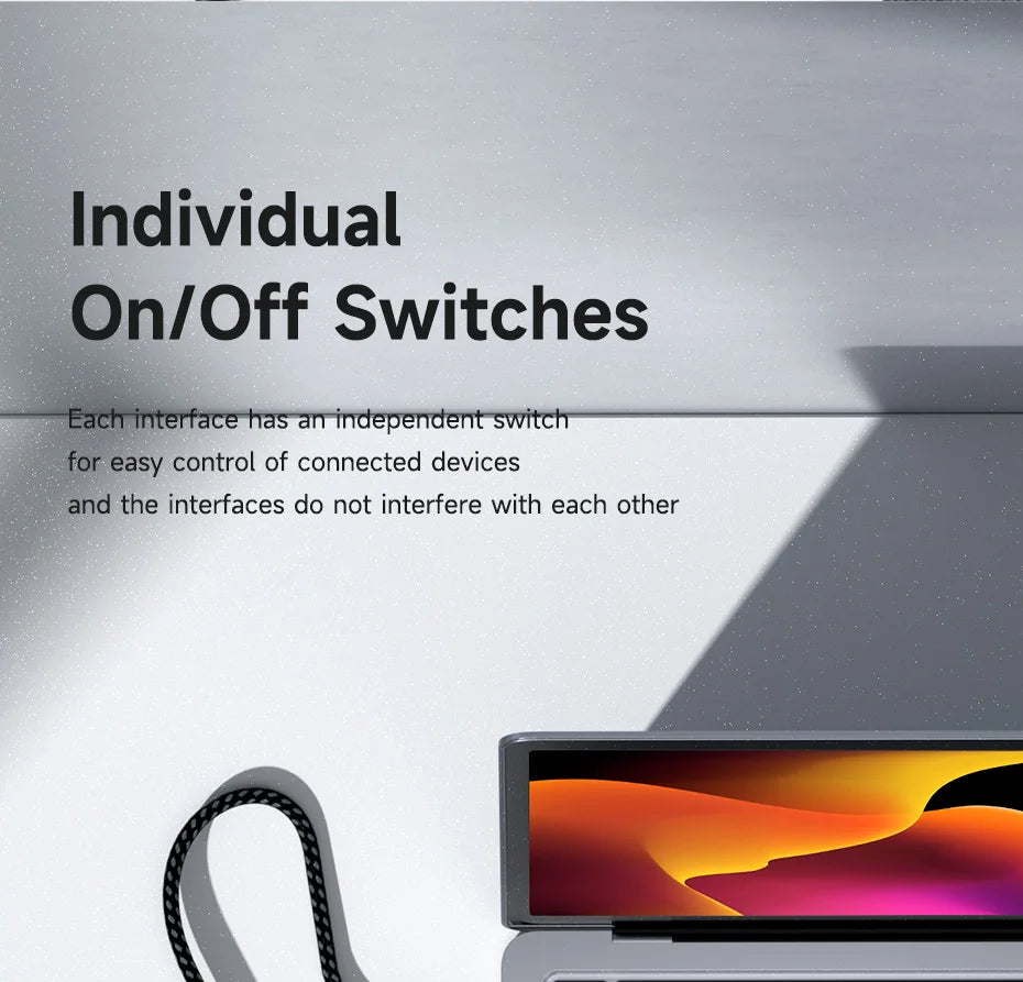 Hagibis USB C HUB Type-C Individual On/Off Switches Docking Station with 100W PD 4K HDMI-Compatible RJ45 for Laptops Macbook Pro