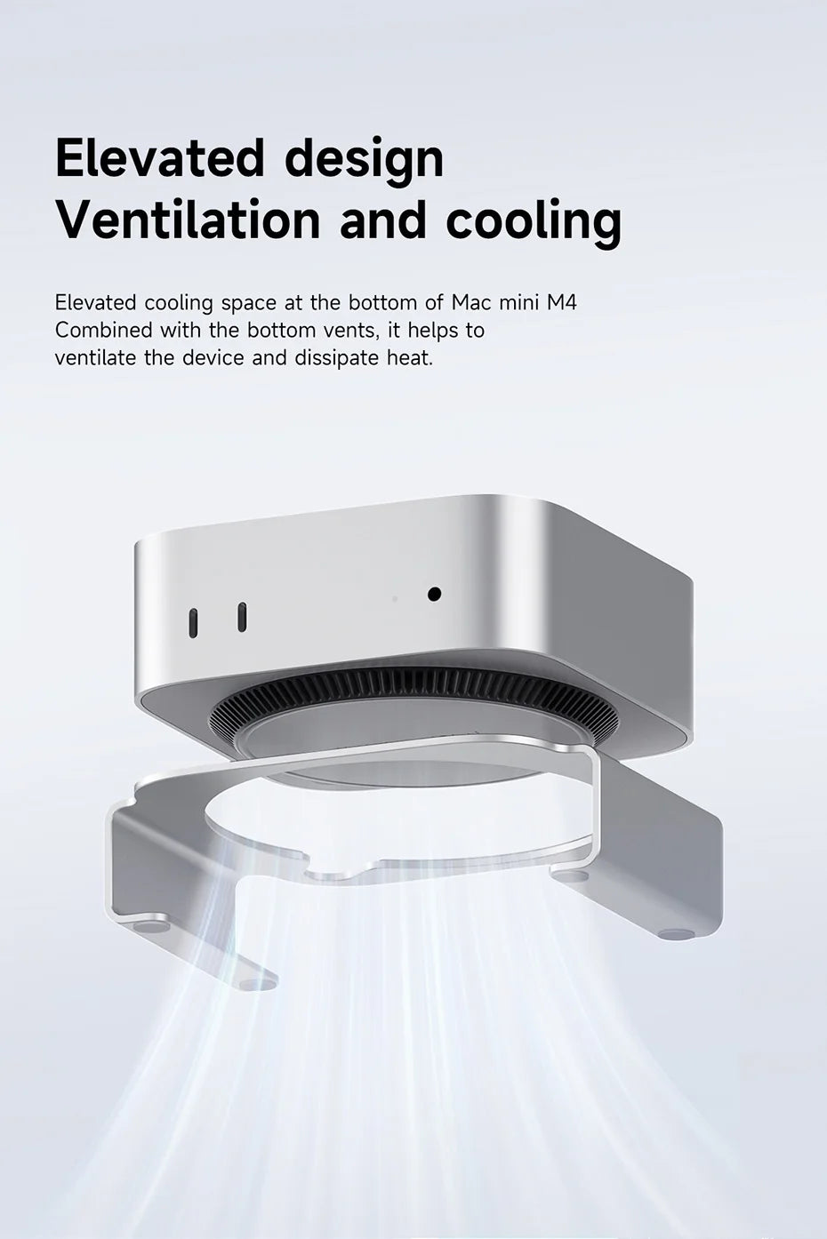 Hagibis Desktop Stand for Mac mini M4/M4 Pro 2024 Heat Dissipation Bracket Aluminum Alloy Mount Dock Cooling Holder Accessories