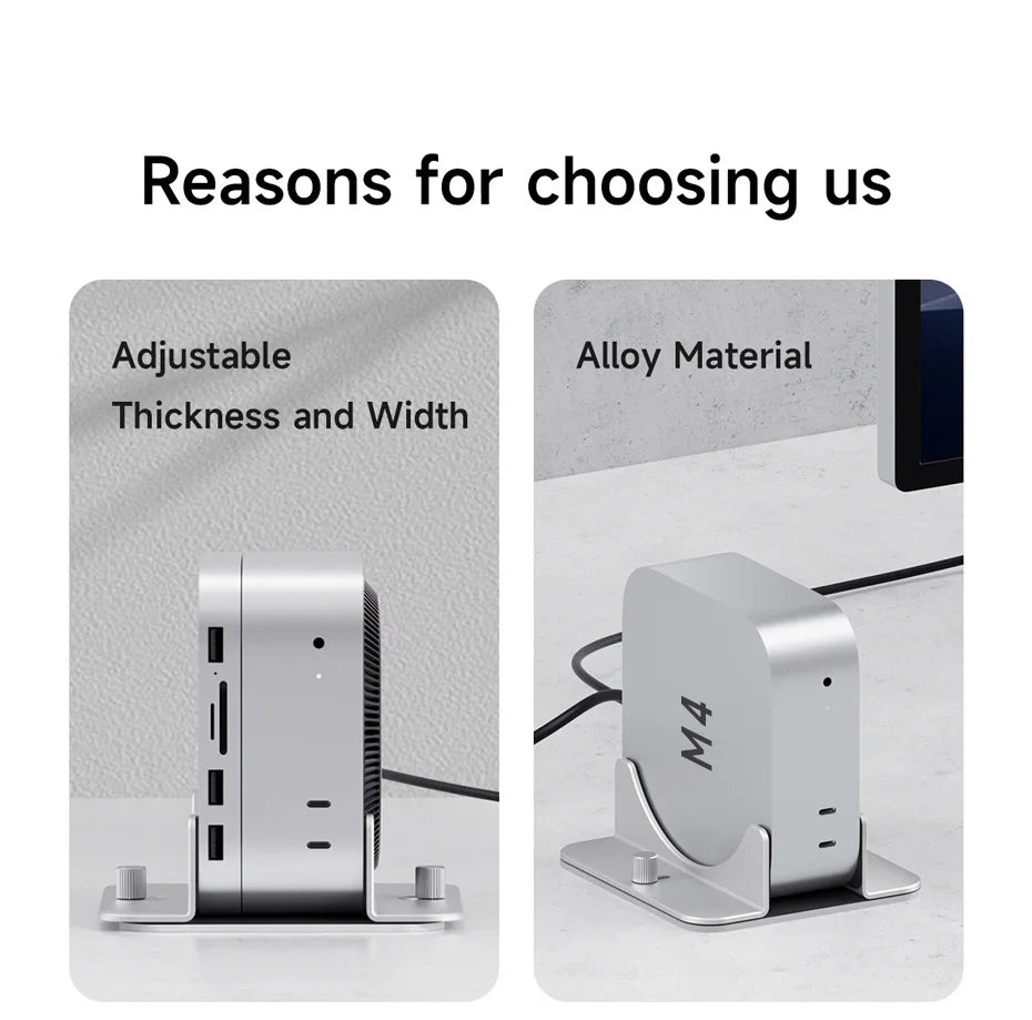Hagibis Vertical Stand for Mac Mini M4/M4 Pro Aluminum Alloy Laptop Desktop Stand Anti-Slip Adjustable Holder For New Mac mini