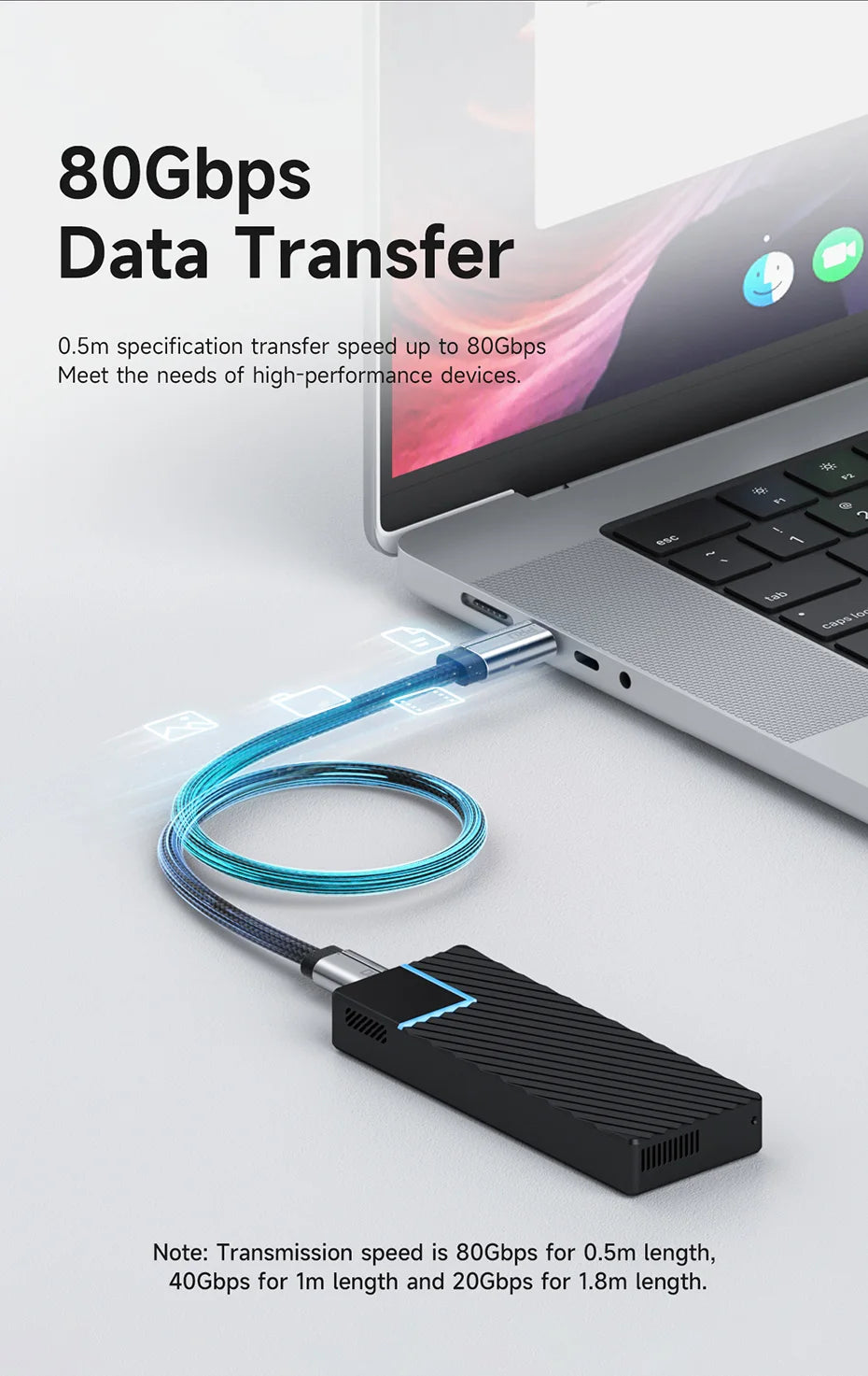 Hagibis USB C to USB C Full Function Cable Super Soft USB4 80Gbps 8K 240W Fast Charging Cord for Thunderbolt 4/5 iPhone Laptop - Intechlegent