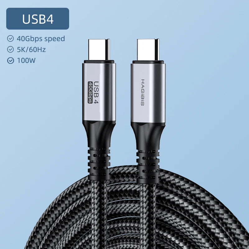 Hagibis USB4 Cable Compatible with Thunderbolt 3/4 5K@60Hz 40Gbps Data Transfer 100W 5A Fast Charging for Macbook Pro iPhone 17