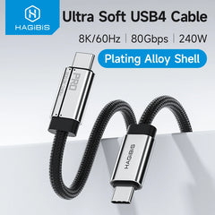 Hagibis USB C to USB C Full Function Cable Super Soft USB4 80Gbps 8K 240W Fast Charging Cord for Thunderbolt 4/5 iPhone Laptop - Intechlegent