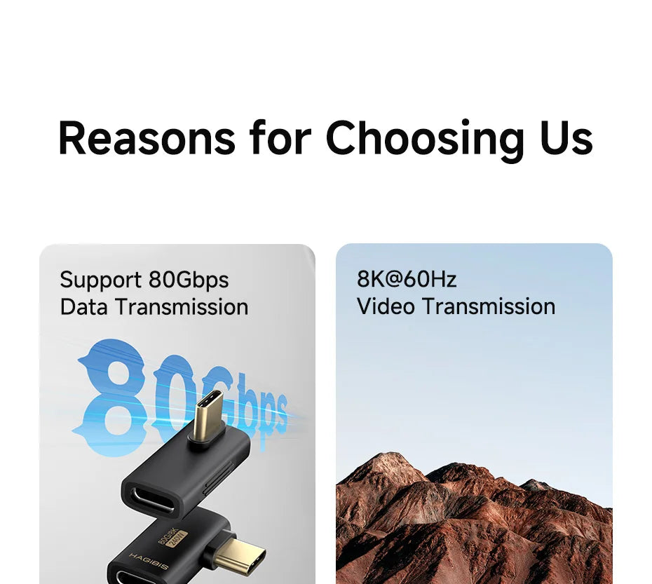 Hagibis USB C to C Adapter 90 Degree Right Angle Converter 80Gbps USB4 Data Cable Extension for Thunderbolt 5/4 iPhone 17 Laptop