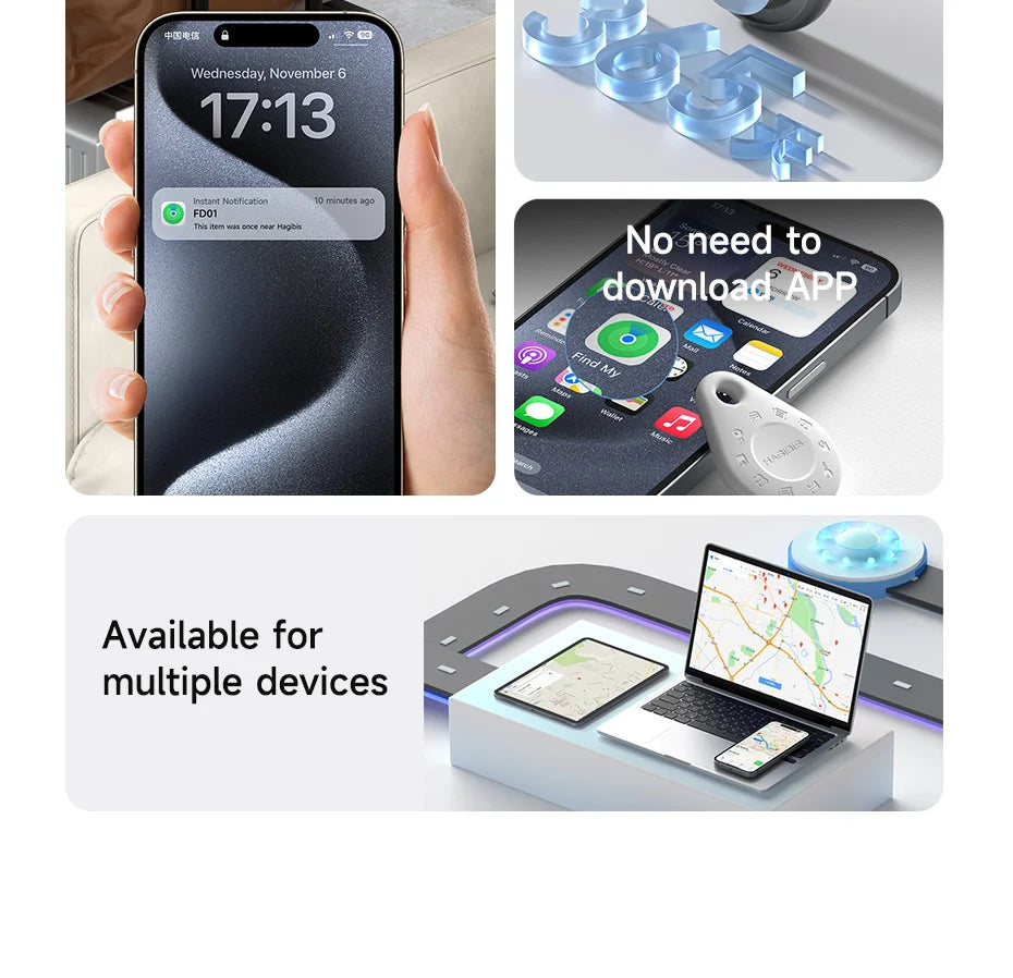 Hagibis Bluetooth Tracker Keys Finder for Apple Find My Item Locator GPS Tracker for iPhone Keys Wallet Suitcase Luggage Bags - Intechlegent