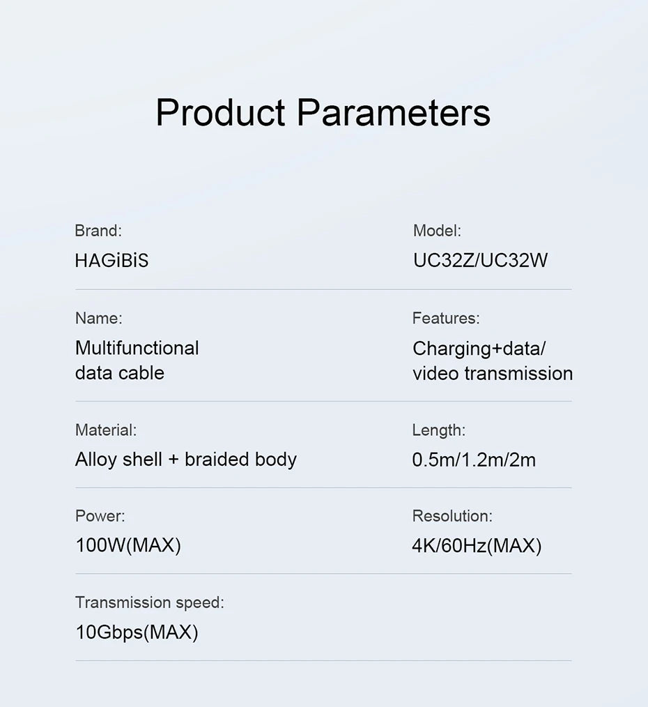 Hagibis USB C to USB C Cable USB 3.2 Gen 2 Type C Cable 10Gbps 4K 60Hz Video 100W Fast Charging for iPhone 17 Macbook Pro iPad
