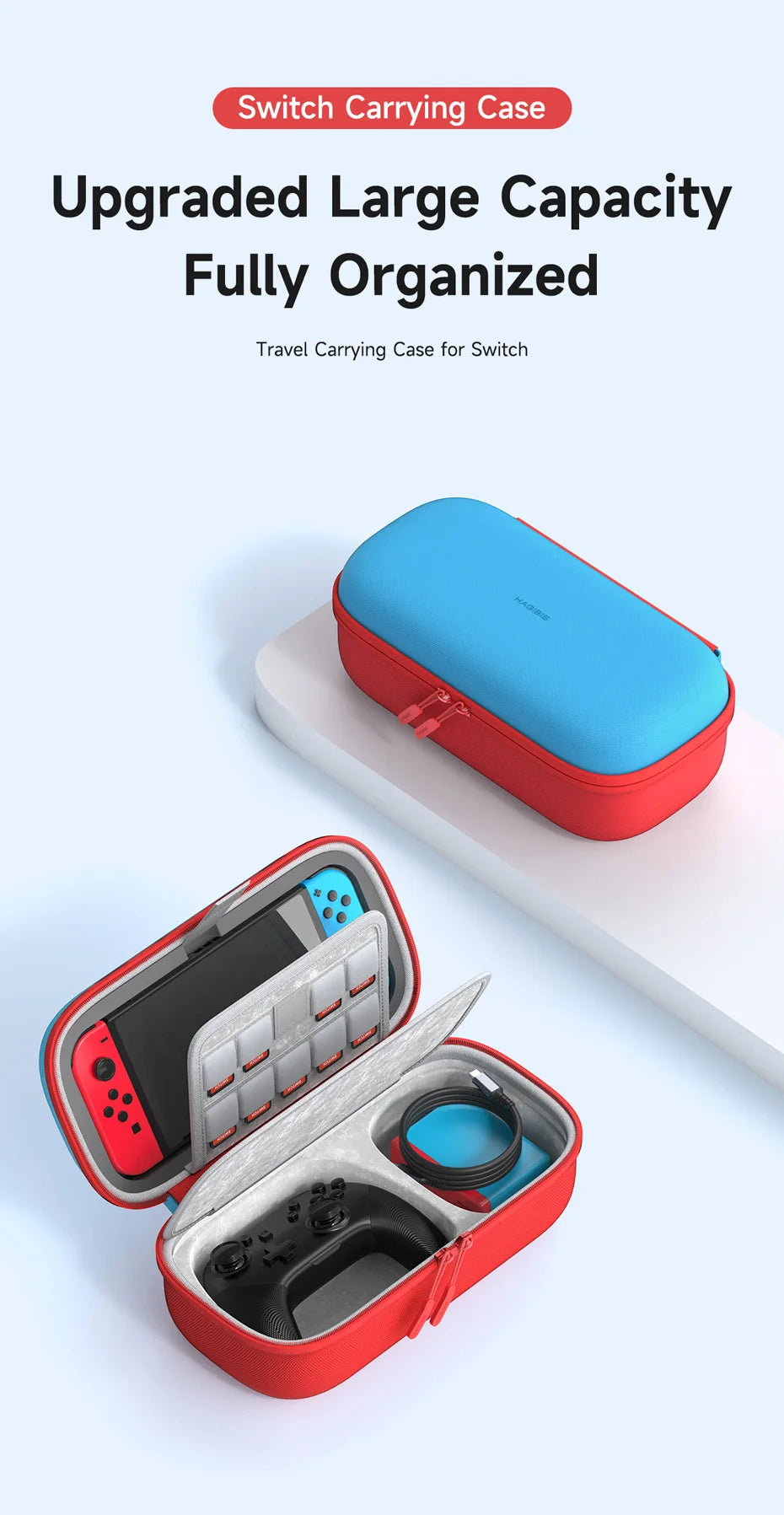 Hagibis Switch Carrying Case for Nintendo Switch /OLED with Game Cartridges Portable Carrying Travel Bag for Swtich Accessories - Intechlegent