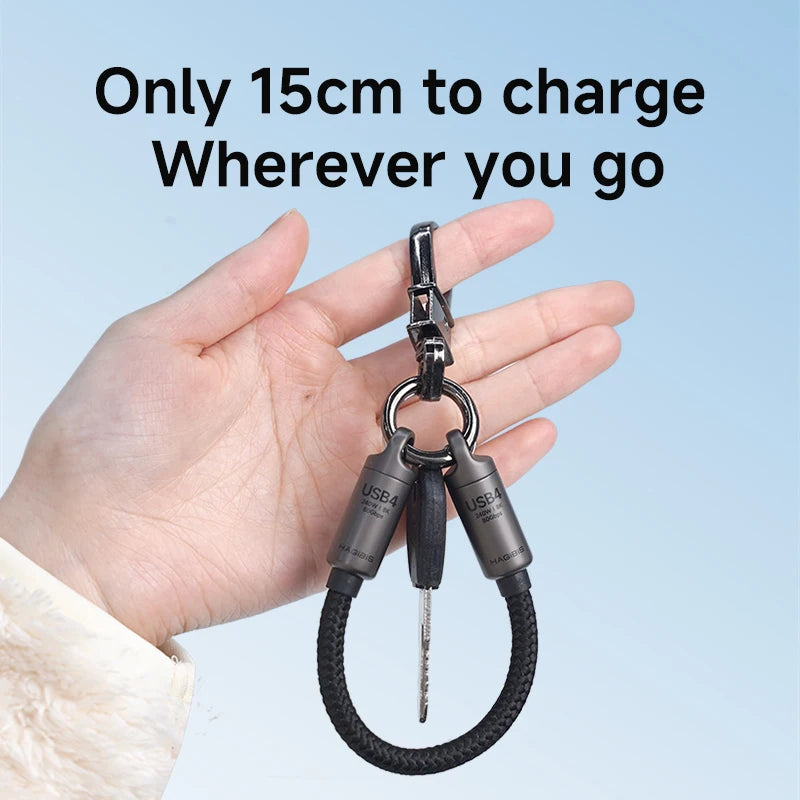 Hagibis USB4 Cable Portable Keychain Short C to C Cable Lanyard Type-C Cable 240W 80Gbps for Thunderbolt 4/5 iPhone 16 Pro SSD - Intechlegent
