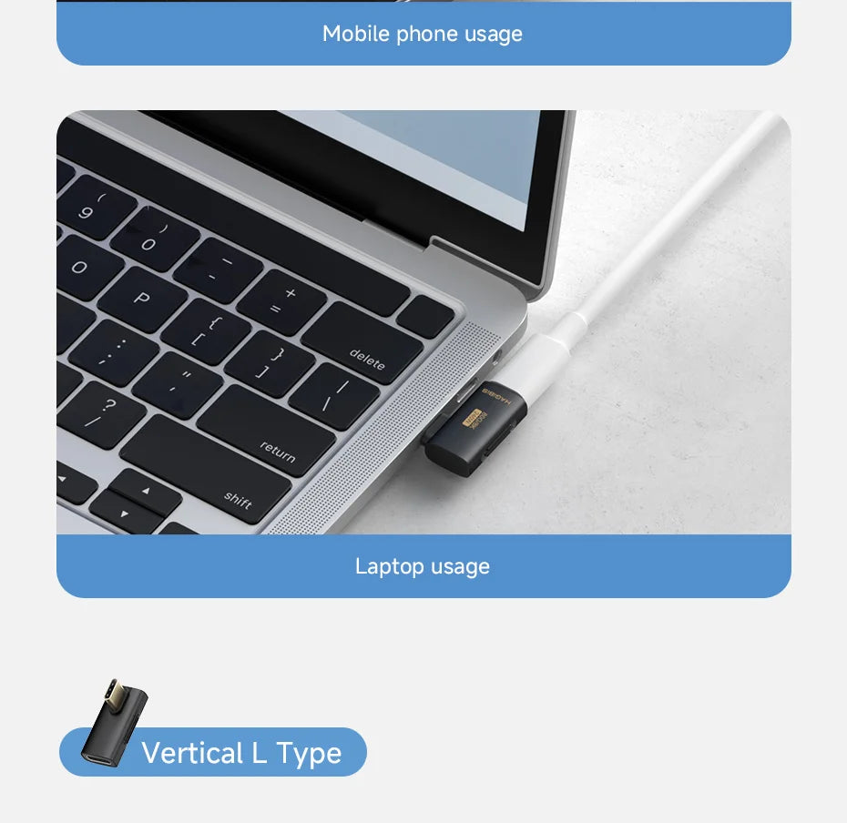 Hagibis USB C to C Adapter 90 Degree Right Angle Converter 80Gbps USB4 Data Cable Extension for Thunderbolt 5/4 iPhone 17 Laptop