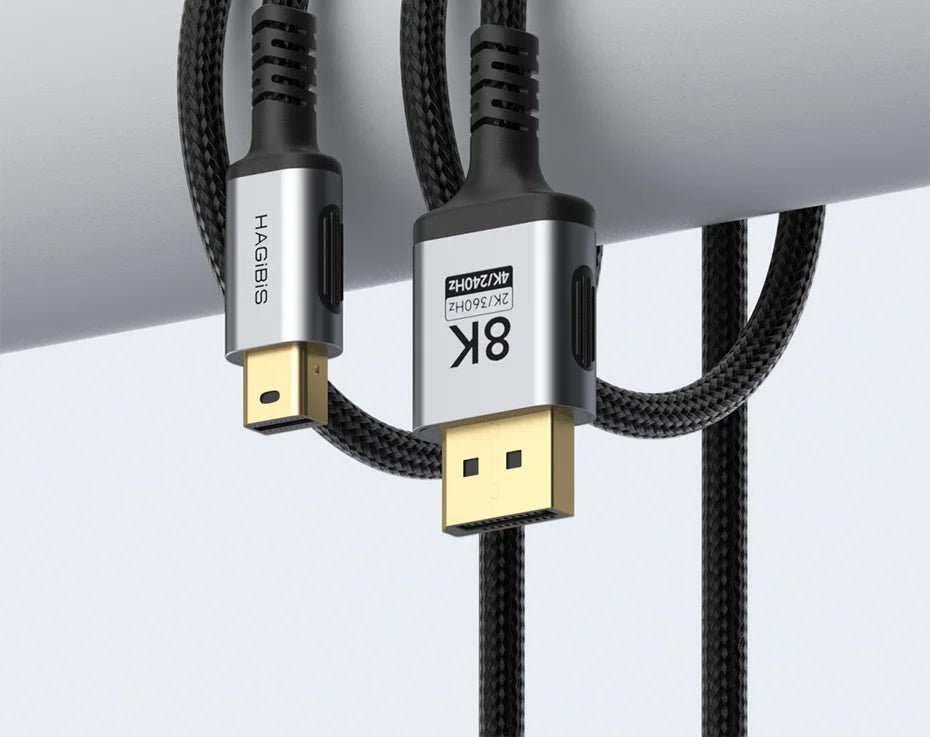 Hagibis Mini DisplayPort to DisplayPort 1.4 Cable Bi-Directional Mini DP to DP 8K@60Hz 4K@240Hz Compatible with Thunderbolt 2