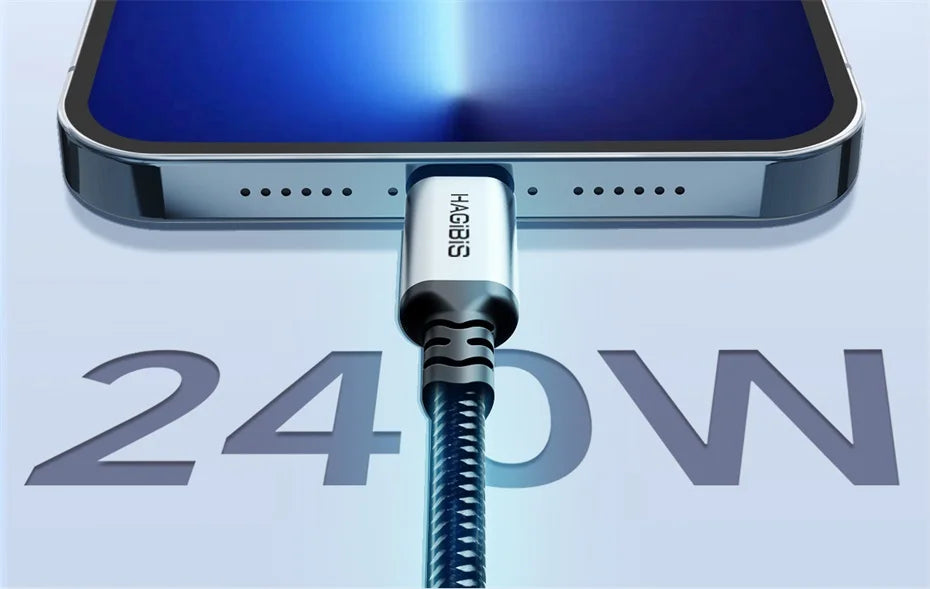 Hagibis 240W USB Type C Cable PD 3.1 Fast Charging Type C to Type C line for MacBook Pro Air PS4/5 iPhone 17 Switch iPad Samsung
