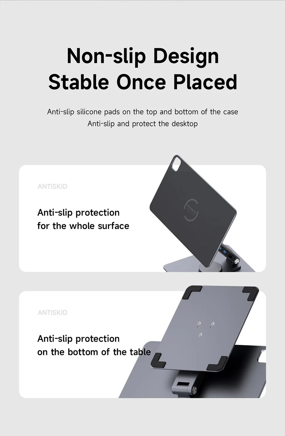 Hagibis Magnetic Stand for iPad Pro M4 2024 11inch 13inch with Hub Tablet Docking Station 360° Adjustable Mount Foldable Holder - Intechlegent