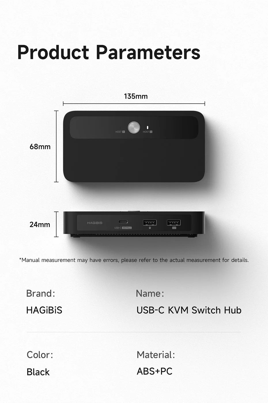 Hagibis USB C KVM Switch 1 Monitor 2 Computers 4K HDMI KVM Switches USB Hub PD for Sharing One Monitor Keyboard Mouse Printer