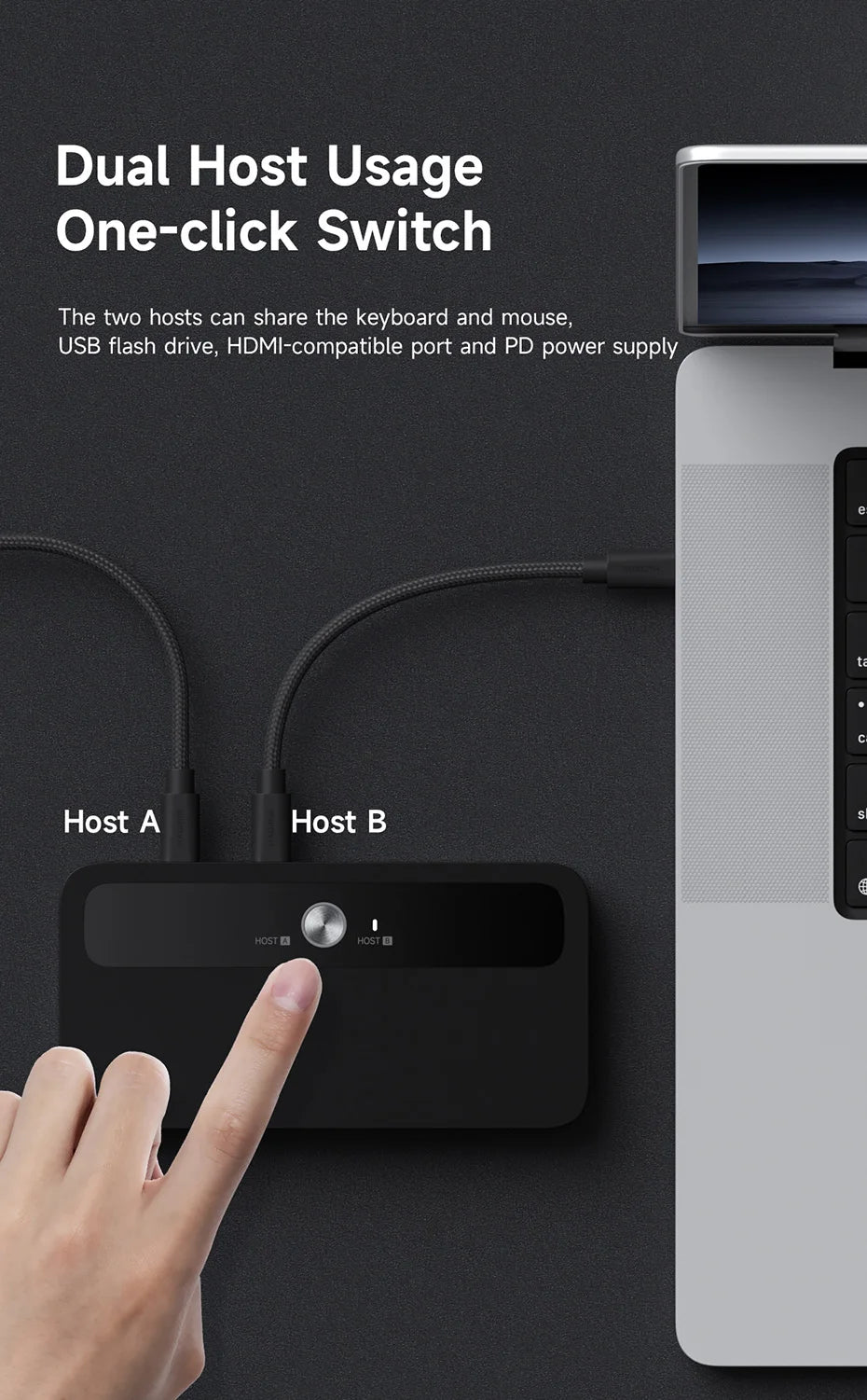 Hagibis USB C KVM Switch 1 Monitor 2 Computers 4K HDMI KVM Switches USB Hub PD for Sharing One Monitor Keyboard Mouse Printer
