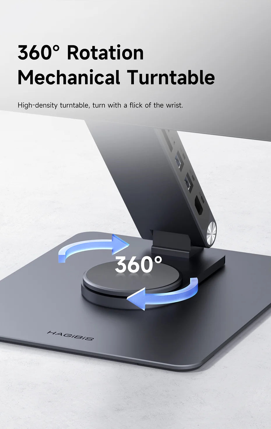 Hagibis Magnetic Stand for iPad Pro M4 2024 11inch 13inch with Hub Tablet Docking Station 360° Adjustable Mount Foldable Holder - Intechlegent