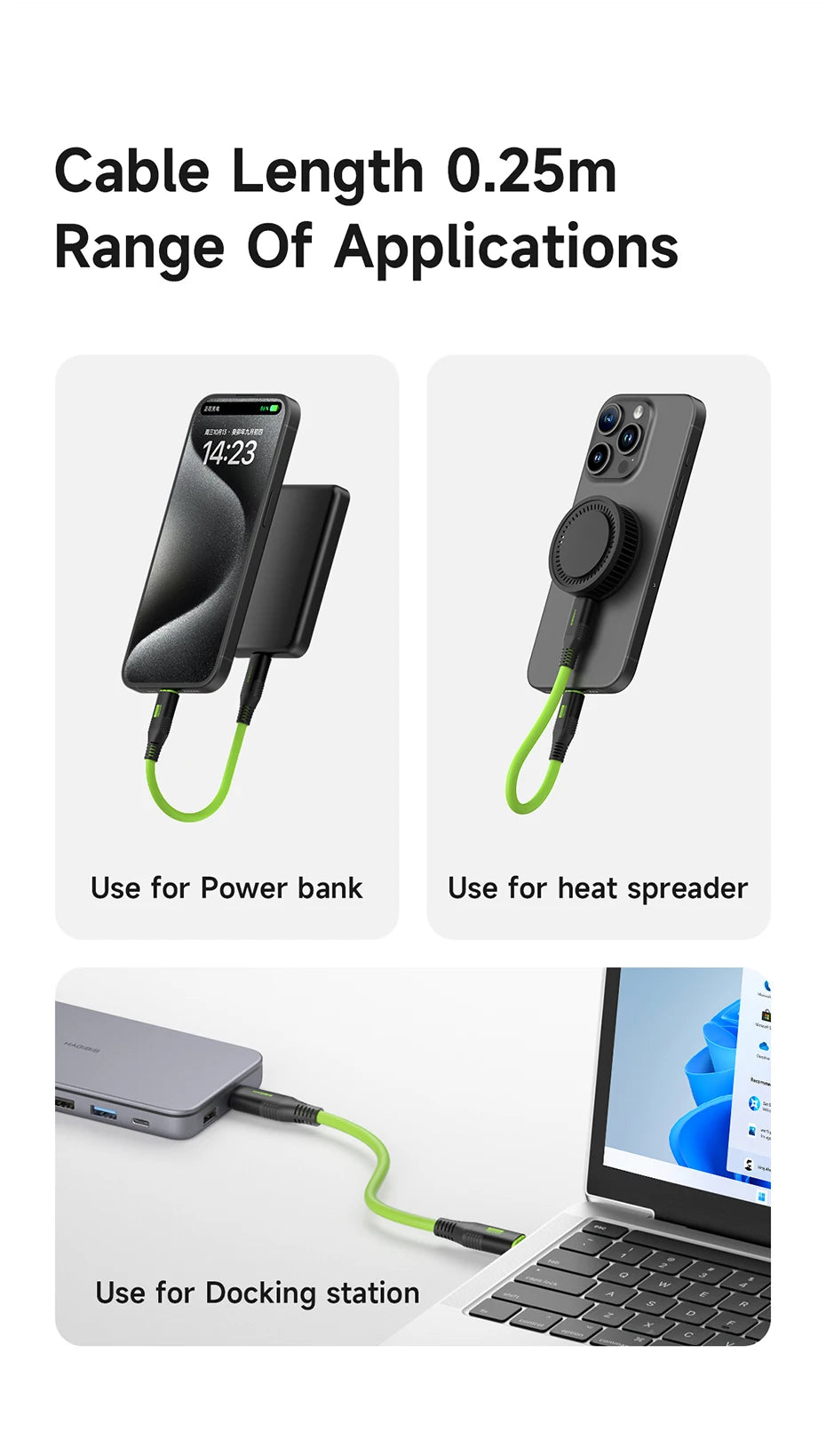 Hagibis Short USB C Cable Magnetic Mini Fast Charging Cord PD 240W 40Gbps Compatible with Thunderbolt 4/3 iPhone 16 SSD Tablet