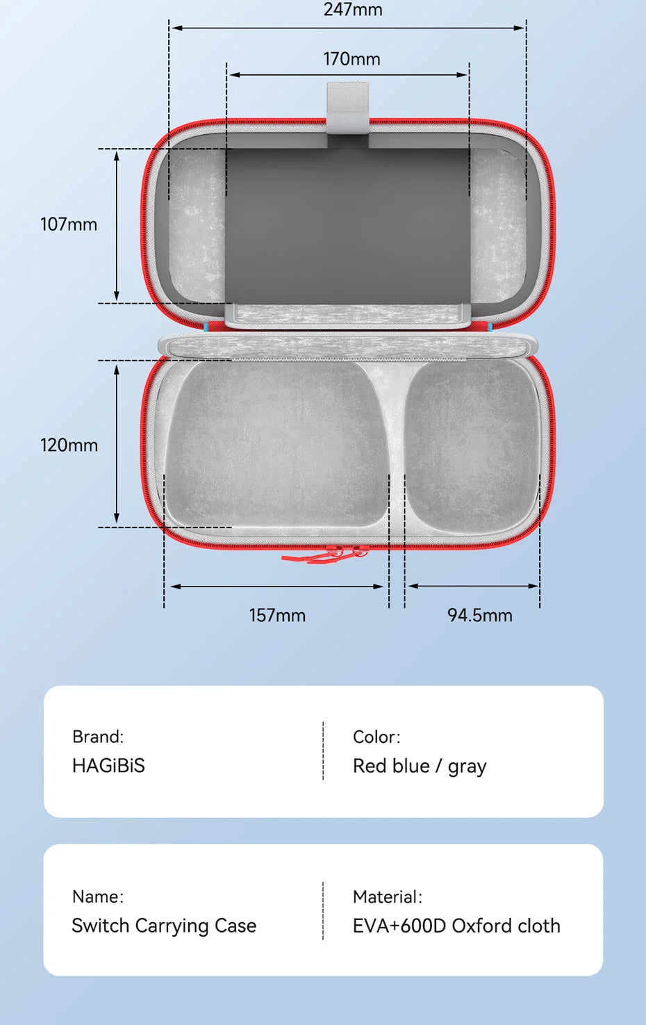 Hagibis Switch Carrying Case for Nintendo Switch /OLED with Game Cartridges Portable Carrying Travel Bag for Swtich Accessories - Intechlegent