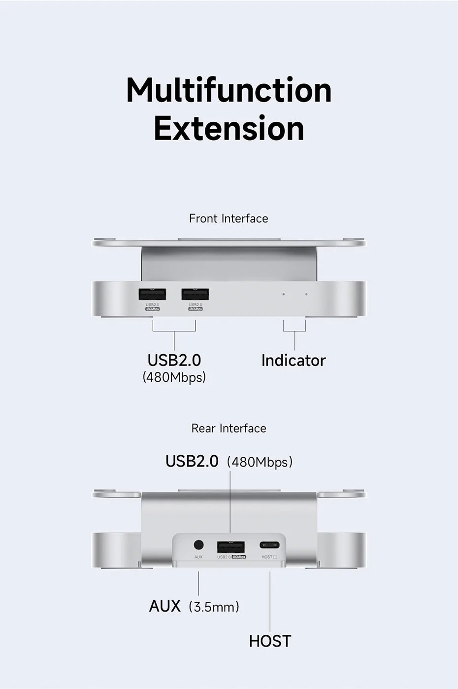 Hagibis USB C Hub with USB4 Hard Drive Enclosure 40Gbps M.2 NVMe SSD Case USB 2.0 for Mac mini M4/M4 Pro Stand Docking Station