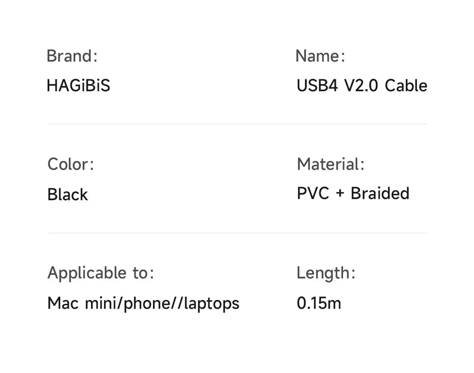 Hagibis USB4 Cable Vertical Plug USB C to USB C Short Cable 80Gbps 240W PD3.1 8K Cord for Thunderbolt 4/5 Mac mini M4 Mac Studio