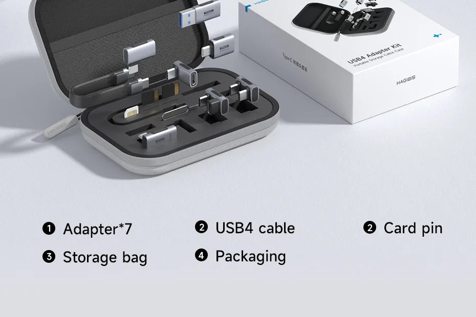 Hagibis Multi USB C Adapter Kit Short USB4 Fast Charging Cable Set Storage Box USB to Type-c Compatible with Thunderbolt 4/3 - Intechlegent