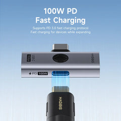 Hagibis Dual USB C Adapter 1 in 2 Out Splitter with 100W Charging Port USB C to Headphone OTG Converter for iPad iPhone Macbook
