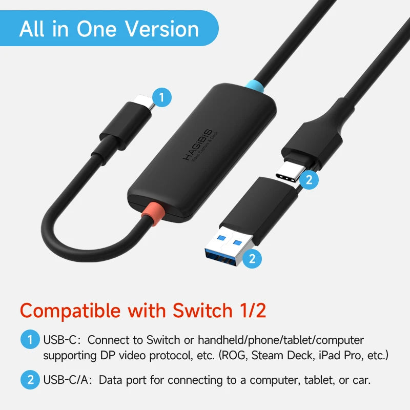 Hagibis USB3.0 Video Capture Card with 100W PD USB C to USB A/C Live and Record Video Audio Gaming for Quest 2 3 Switch 1/2 ROG
