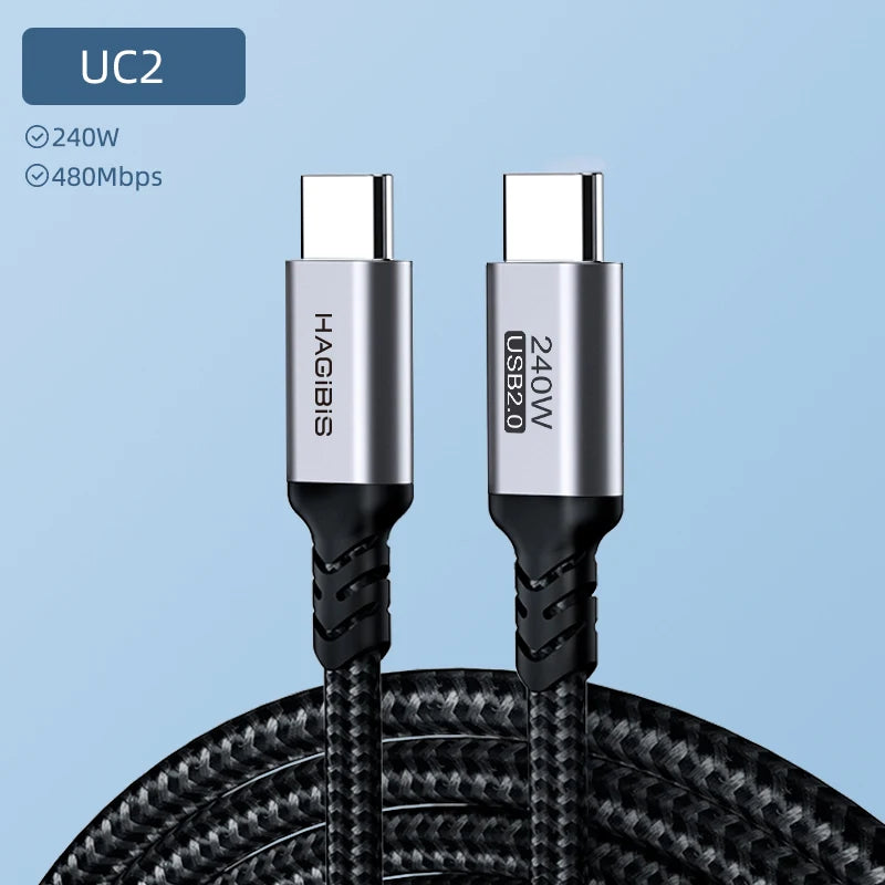 Hagibis 240W USB Type C Cable PD 3.1 Fast Charging Type C to Type C line for MacBook Pro Air PS4/5 iPhone 17 Switch iPad Samsung