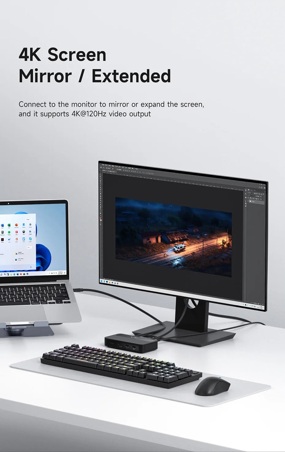 Hagibis USB C KVM Switch 1 Monitor 2 Computers 4K HDMI KVM Switches USB Hub PD for Sharing One Monitor Keyboard Mouse Printer