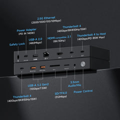 Hagibis Thunderbolt 4 Hub with Dual Monitor 8K/4K Display Dock 40Gbps Docking Station Thunderbolt Certified for Macbook Windows