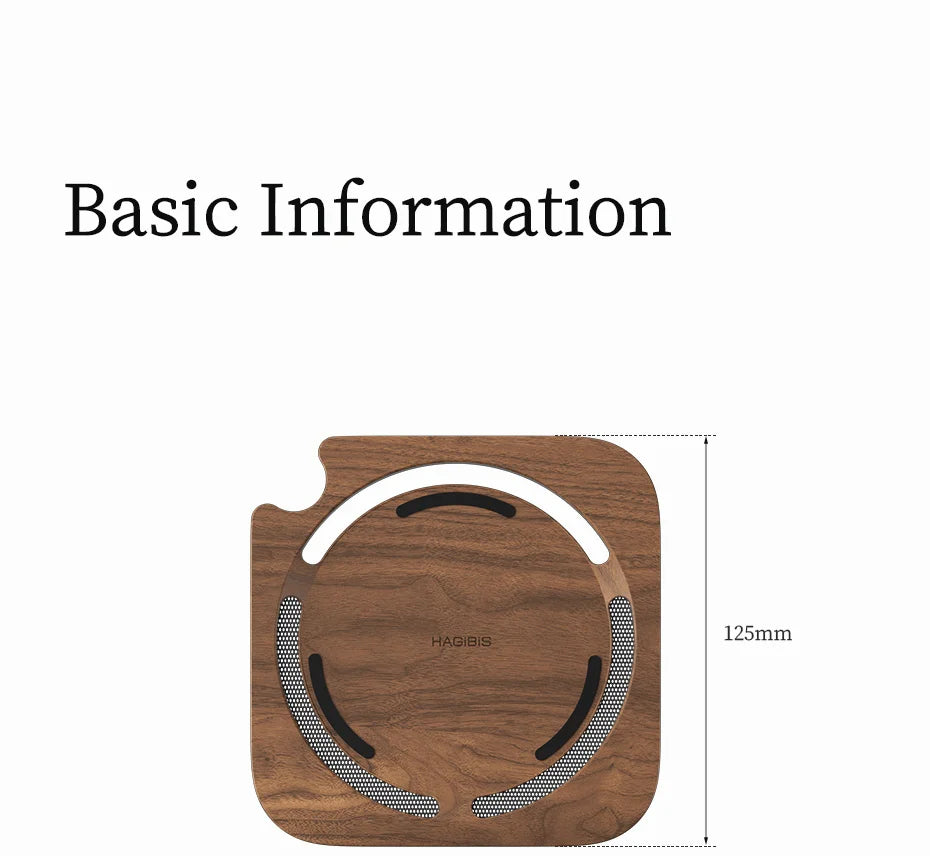 Hagibis Desktop Stand for Mac mini M4/M4 Pro 2024 Dustproof Walnut Wood Base Heat Dissipation Holder Solid Wood Bracket Cooling