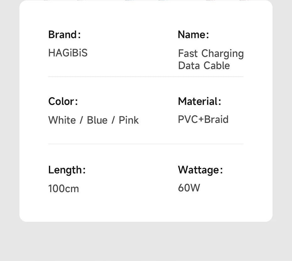 Hagibis USB C Cable 60W C to C Charger Cable Type-c Fast Charging Cord for MacBook Pro Air iPad iPhone 16 Samsung Pixel Tablet - Intechlegent