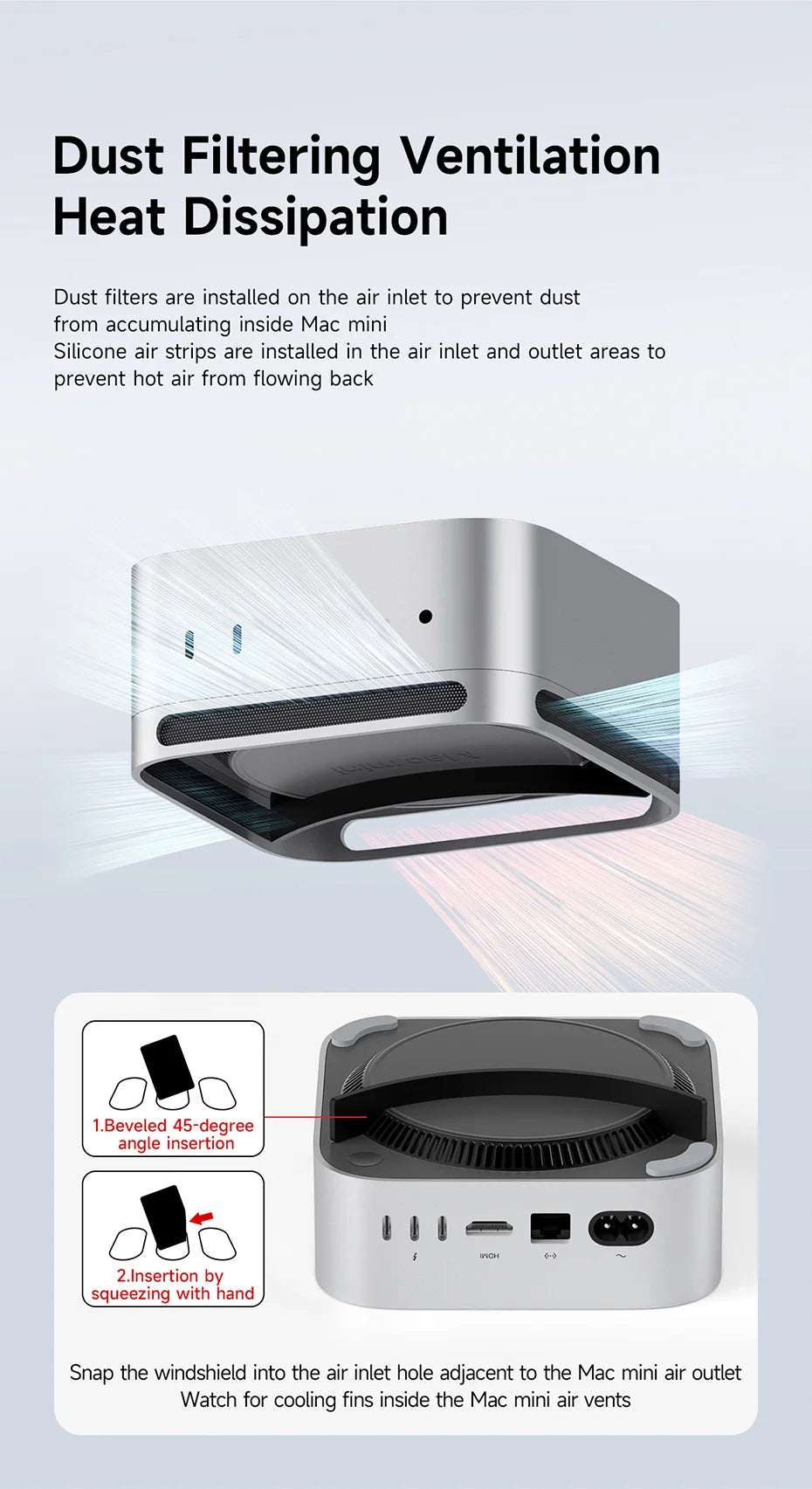Hagibis Desktop Stand for Mac mini M4/M4 Pro 2024 Dustproof Base Heat Dissipation Bracket Aluminum Alloy Cooling Holder Dock
