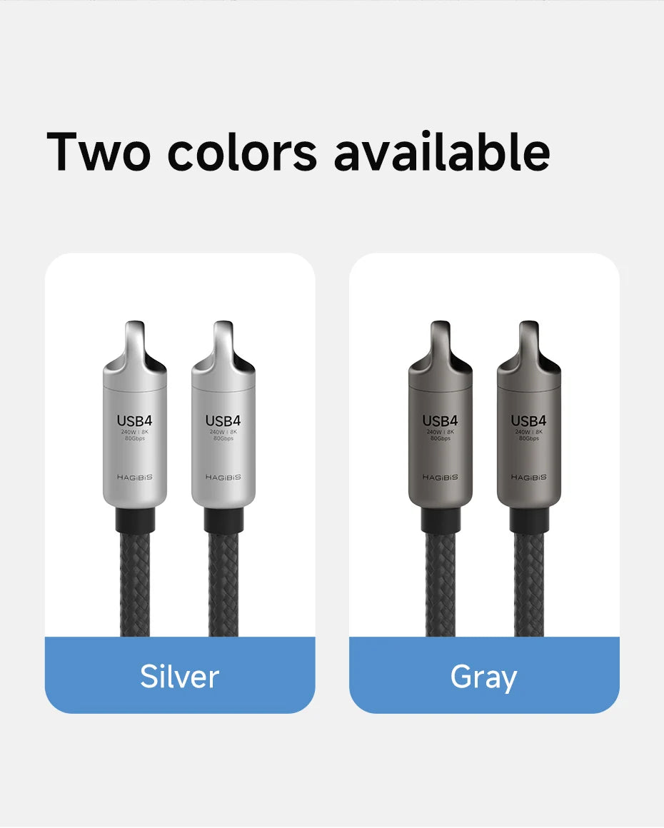 Hagibis USB4 Phone Lanyard Cable Portable USB C to Type-C Wrist Lanyard Cable 240W 80Gbps for Thunderbolt 4/5 iPhone 16 Pro SSD - Intechlegent