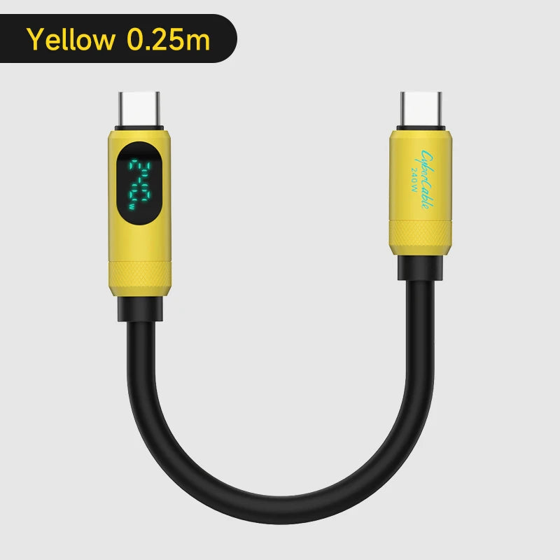 Hagibis Short USB C Cable with LED Display 0.25m Type C Fast Charger Cable PD 240W Charging Cord for iPhone 16 Pro Macbook Pixel - Intechlegent