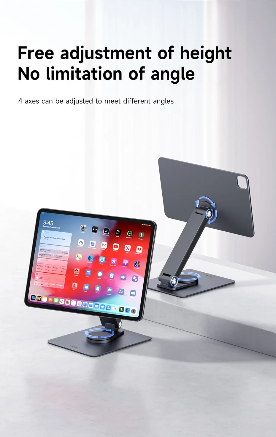 Hagibis Magnetic Stand for iPad Pro M4 2024 11inch 13inch with Hub Tablet Docking Station 360° Adjustable Mount Foldable Holder - Intechlegent