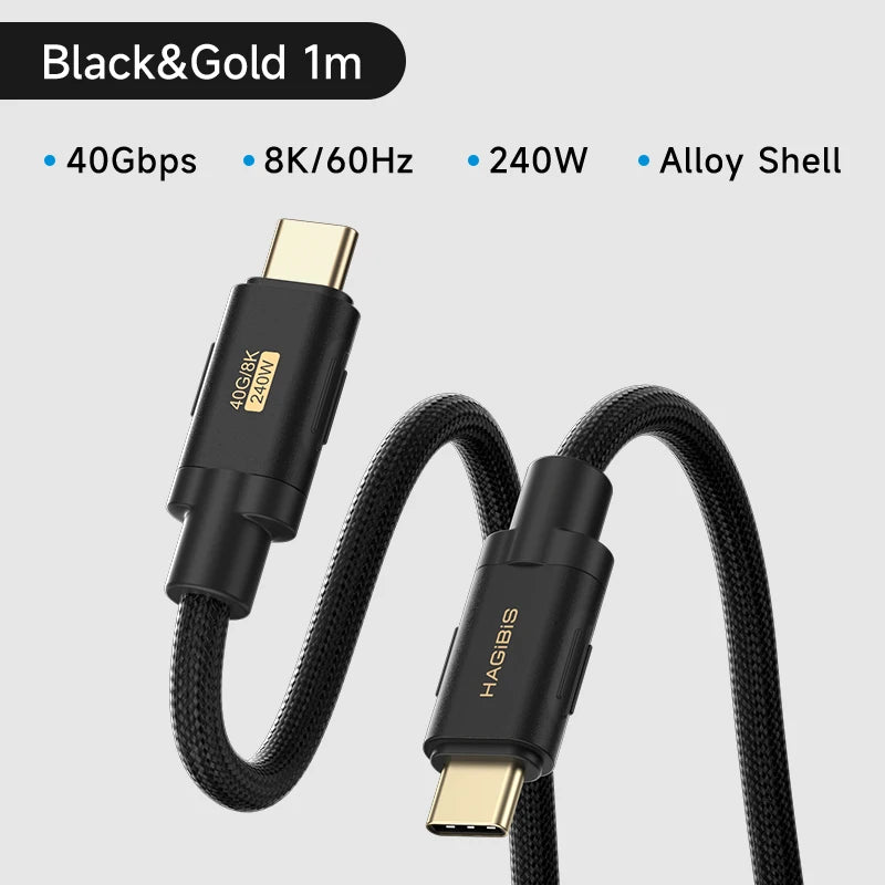 Hagibis USB C to USB C Cable 240W PD3.1 USB4 80Gbps 8K@60Hz Soft Fast Charging Cord for Macbook Pro iPad iPhone Laptop Dell XPS