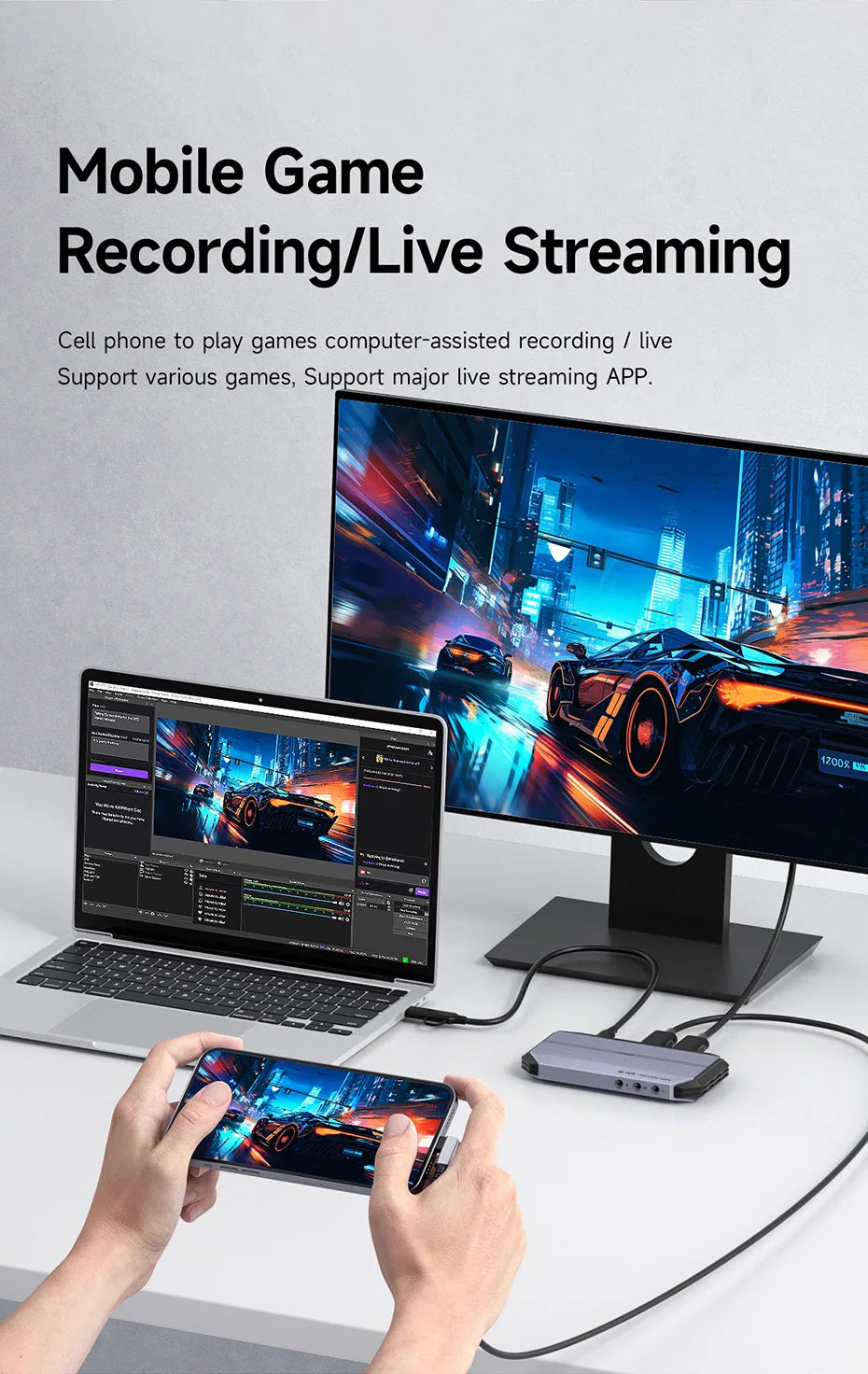Hagibis 4K@60Hz Video Capture Card Streaming and Gaming 4K 60FPS HDR VRR RGB Passthrough PD 100W for PS5/4 Xbox Switch Camera PC