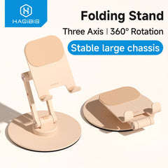 Hagibis Cell Phone Stand Adjustable Foldable Desktop Phone Holder 360° Rotation Aluminum Support for Switch2 iPad Pro iPhone 17
