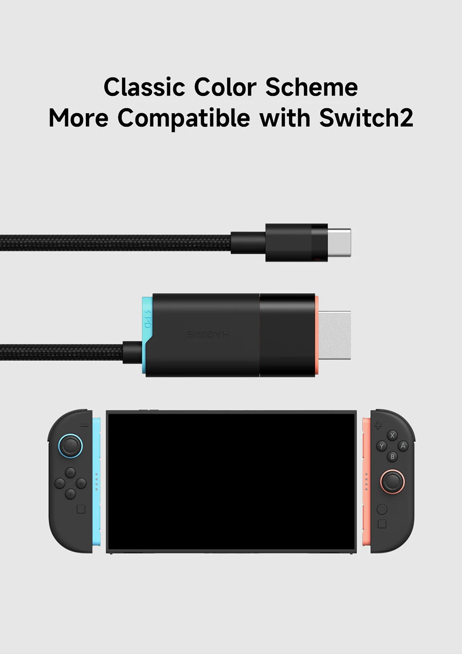 Hagibis Switch 2 Dock for Nintendo Switch/Switch2/OLED 4K@60Hz USB C to HDMI Cable Adapter 100W PD Power Supply for Laptops ROG