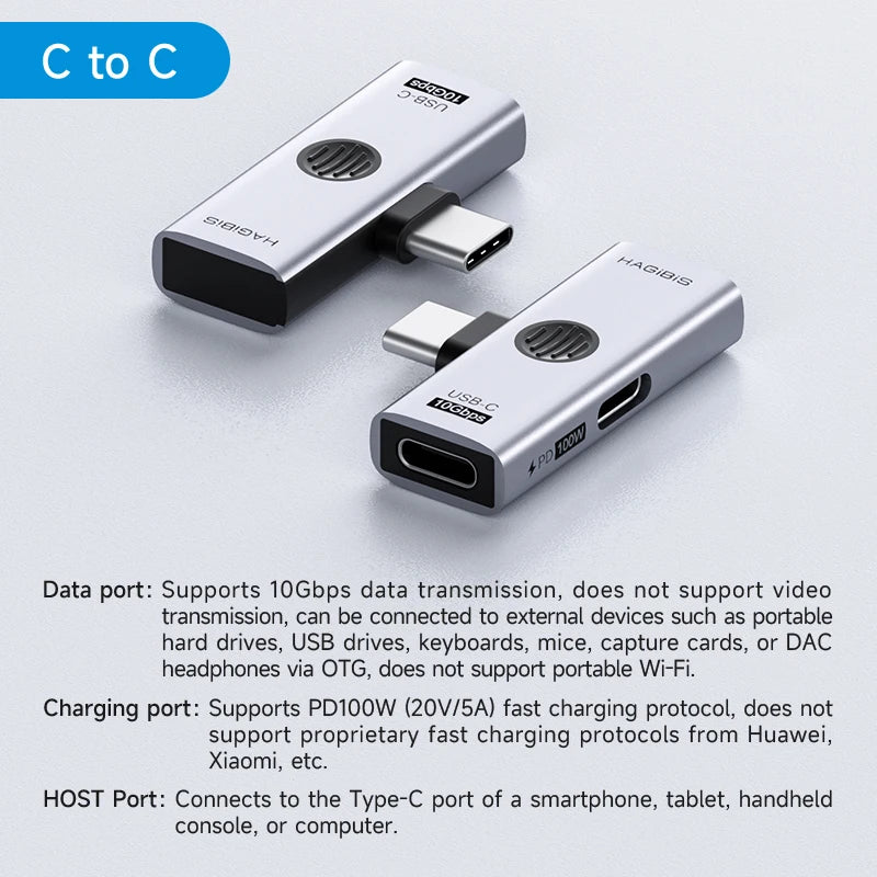 Hagibis Dual USB C Adapter 1 in 2 Out Splitter with 100W Charging Port USB C to Headphone OTG Converter for iPad iPhone Macbook
