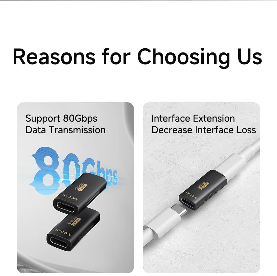Hagibis USB C Female to USB C Female Adapter 80Gbps 240W USB4 Dual Female Extension Cable Converter for Thunderbolt 5/4  Laptop