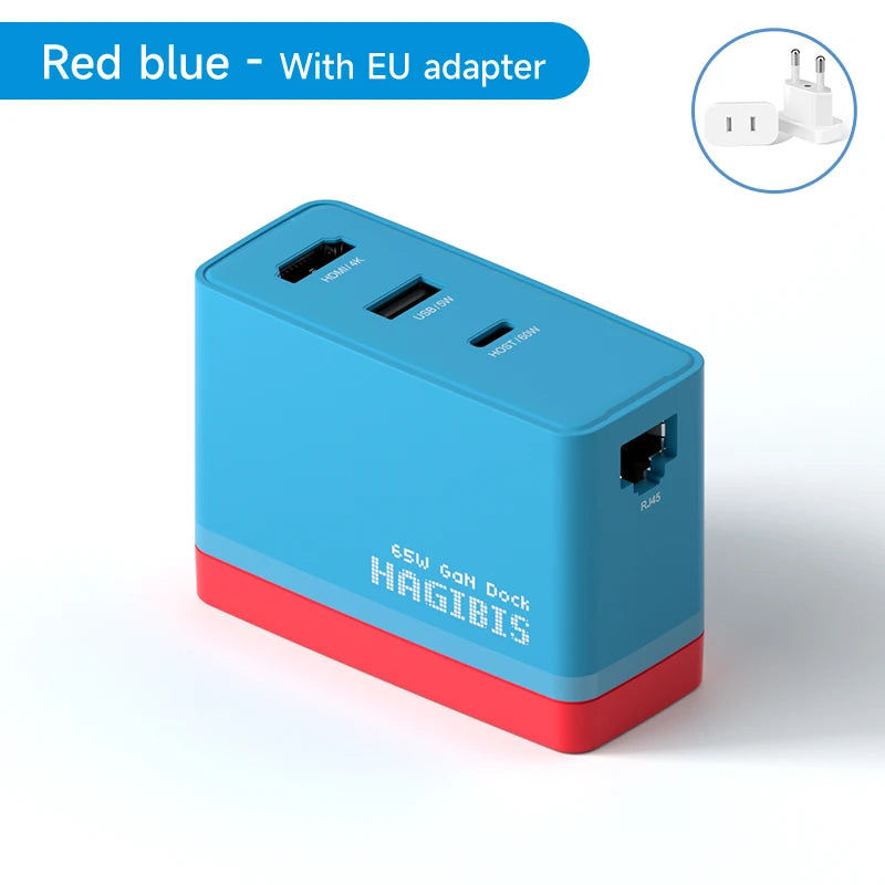 Hagibis Switch Portable Dock 65W GaN Fast charger 4K Gigabit Ethernet TV Docking station power supply for Nintendo Switch/OLED - Intechlegent