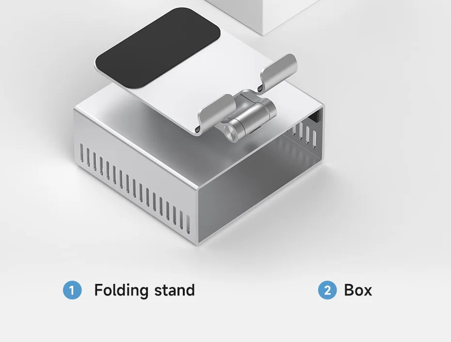 Hagibis Desktop Stand for iPad Pro/Air Mac mini M4/M4 Pro Storage Metal Holder 360° Adjustable Foldable Multifunction Bracket