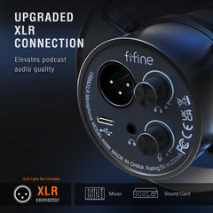 FIFINE Recording XLR Dynamic Microphone with Real-time Monitoring,USB Streaming Mic with Gain Knob/Touch-mute for PC,Mixer-K688