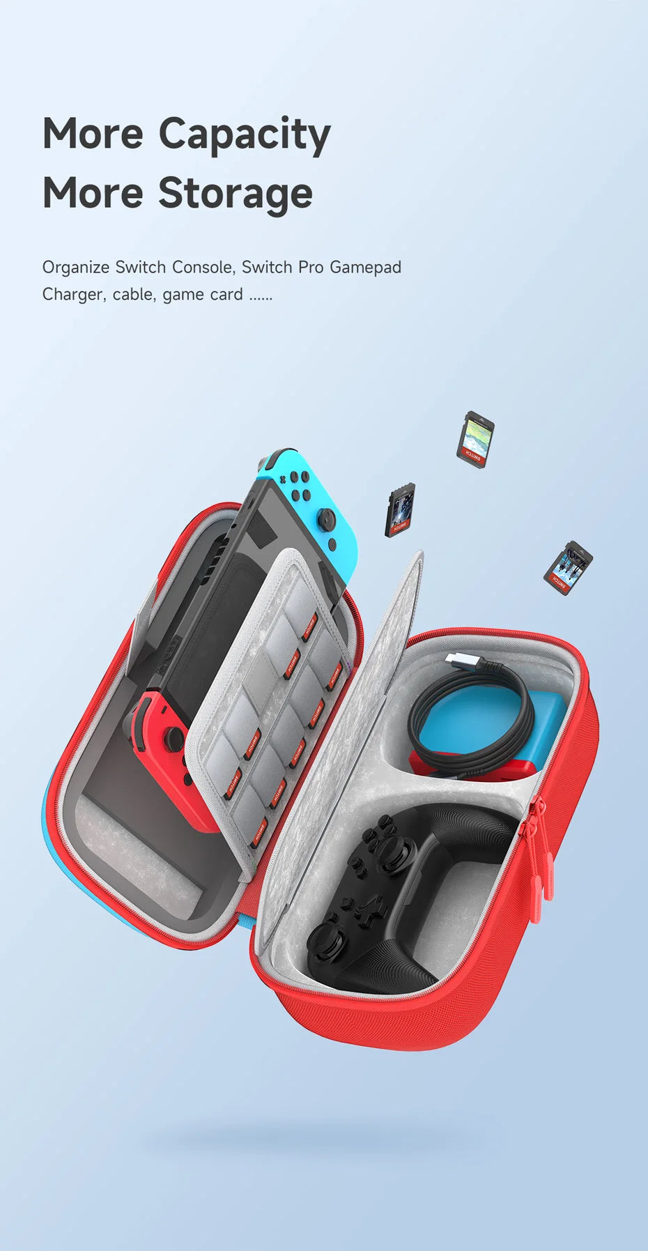 Hagibis Switch Carrying Case for Nintendo Switch /OLED with Game Cartridges Portable Carrying Travel Bag for Swtich Accessories - Intechlegent