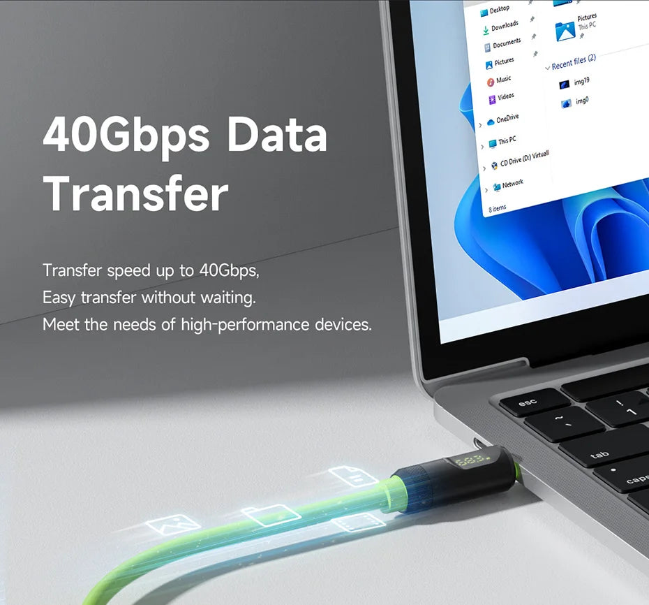 Hagibis Short USB C to USB C Cable PD 240W 40Gbps Fast Charging Cord With LED Display Compatible with Thunderbolt 4/3 iPhone 16 - Intechlegent