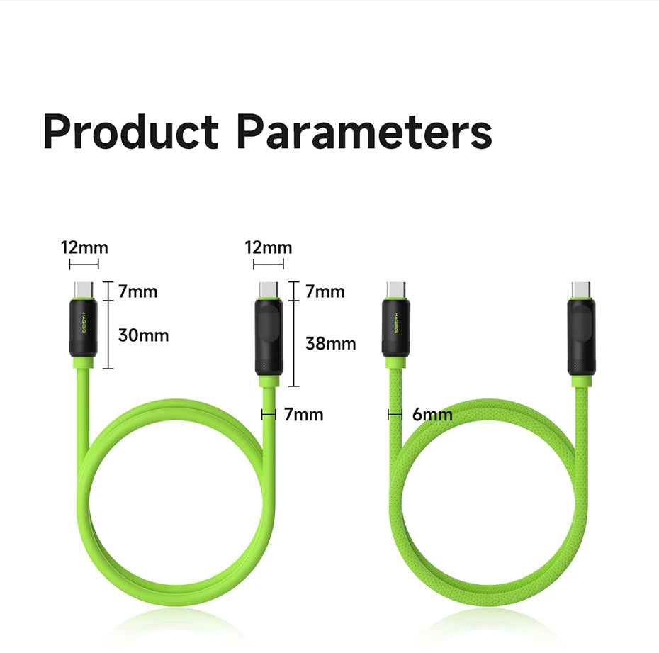 Hagibis USB C Fast Charger Cable With LED Display PD 240W 40Gbps Video Cord Compatible with Thunderbolt 4/3 For iPhone 16 Laptop - Intechlegent