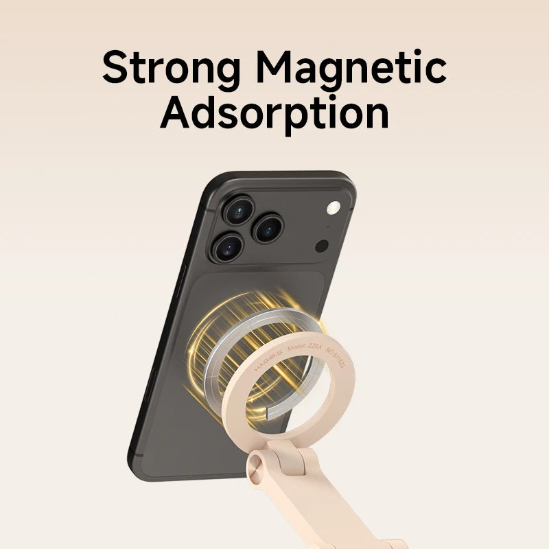 Hagibis Magnetic Phone Stand for MagSafe 360° Rotation Foldable Desk Phone Holder Height Adjustable for iPhone 17 Pro Max 16 15
