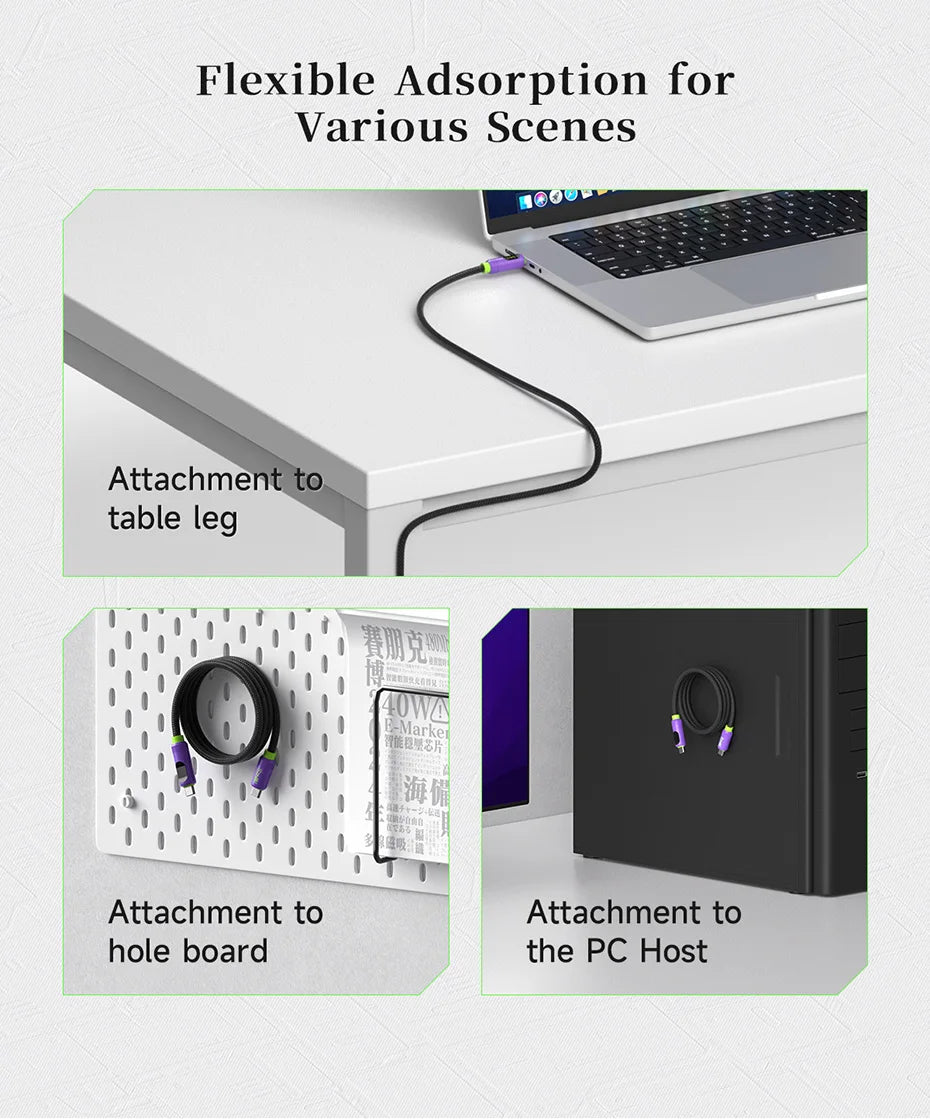 Hagibis Magnetic USB C to USB C Cable With LED Display USB C Charger Cable Type-c PD 240W Fast Charging Cord For iPhone 16/15 - Intechlegent
