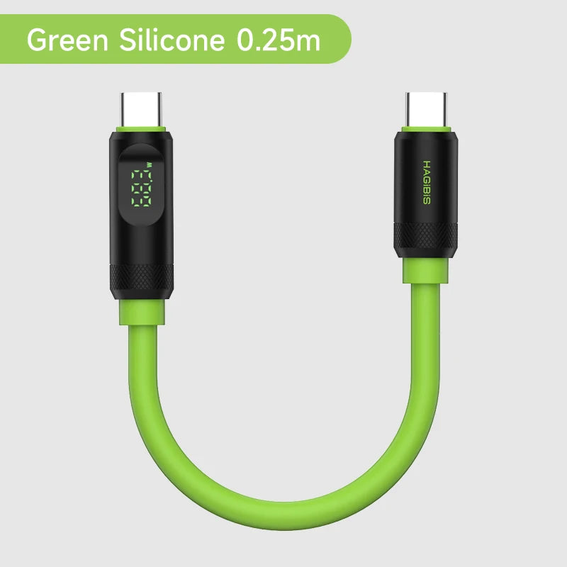 Hagibis Short USB C to USB C Cable PD 240W 40Gbps Fast Charging Cord With LED Display Compatible with Thunderbolt 4/3 iPhone 16 - Intechlegent